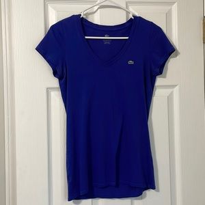 Blue Lacoste Cotton V-Neck Tee size 38-Women’s Medium